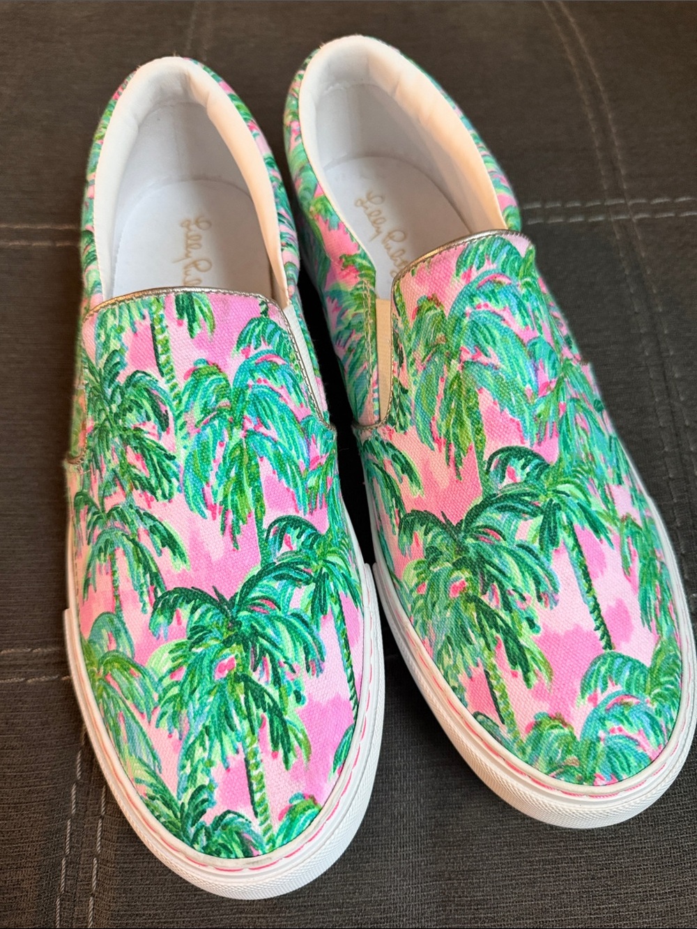 Lilly Pulitzer Pink Palm Tree Slip-On Sneakers